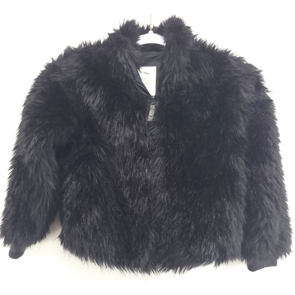 Kids Cozy Faux Fur Coat Shaggy Comfort Luxe Art Class Sz 6 Sm